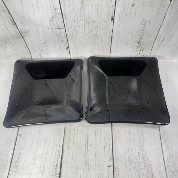 Crate & Barrel Abby Appetizer Dish Plates Black Weave Effect Underside 5‎ 1/2" - Picture 2 of 10